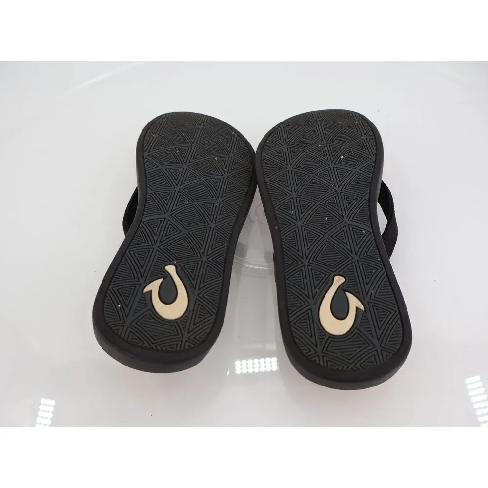 Olukai Puawe Womens Flip Flops Size 6 Cloud Black Flower Sole Sandals Slides - Picture 5 of 8